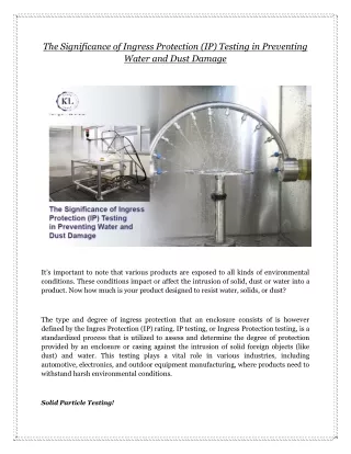 The Significance of Ingress Protection (IP) Testing in Preventing Water and Dust Damage