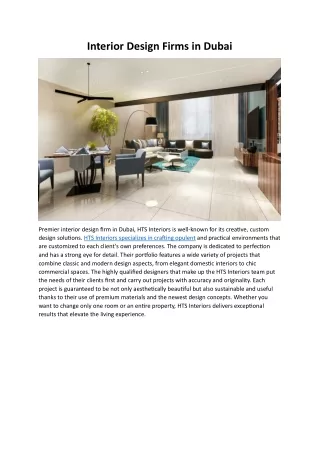 Interior Design Firms in Dubai