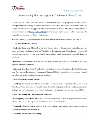 Understanding Pharmacovigilance The Phase 4 Clinical Trials pdf
