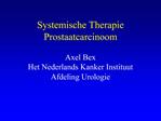 Systemische Therapie Prostaatcarcinoom Axel Bex Het Nederlands Kanker Instituut Afdeling Urologie
