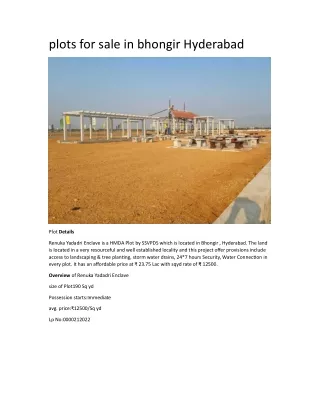 plots for sale in bhongir hyderabad