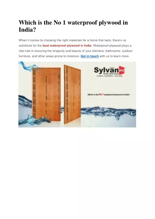 Which is the No 1 waterproof plywood in India