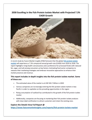 Fish Protein Isolate Market
