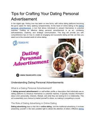 Tips for Crafting Your Dating Personal Advertisement