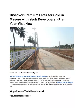 Discover Premium Plots for Sale in Mysore with Yesh Developers - Plan Your Visit Now (1)