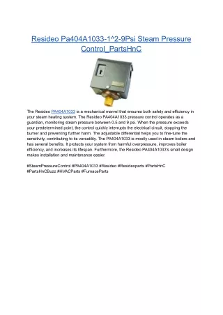 Resideo Pa404A1033-1^2-9Psi Steam Pressure Control_PartsHnC