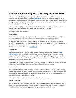 Four Common Knitting Mistakes Every Beginner Makes