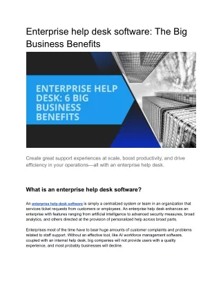 Enterprise help desk software The Big Business Benefits