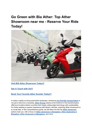 Go Green with Bia Ather_ Top Ather Showroom near me - Reserve Your Ride Today