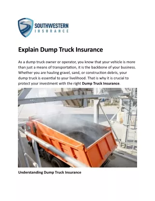 Explain Dump Truck Insurance