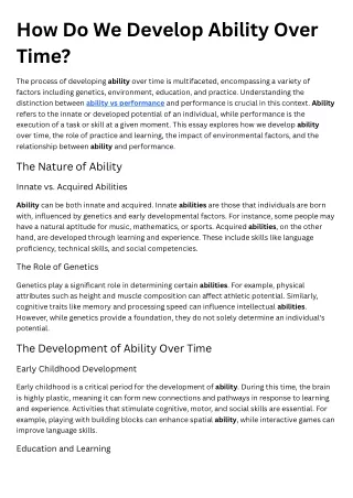How Do We Develop Ability Over Time