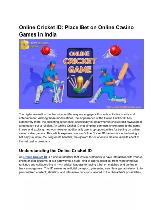 Online Cricket ID_ Place Bet on Online Casino Games in India