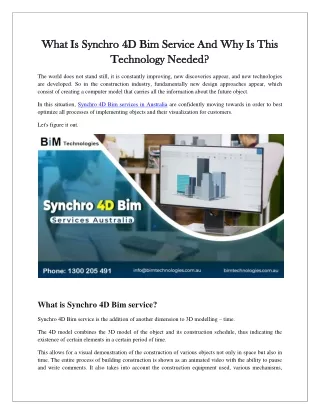 Synchro 4D Bim services in Australia - bimtechnologies