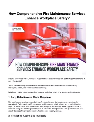 How Comprehensive Fire Maintenance Services Enhance Workplace Safety?