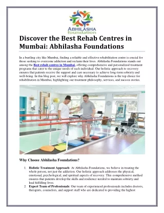 Explore the Best Rehab Centres in Mumbai for Long-Term Wellness