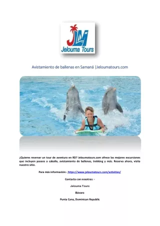 Avistamiento de ballenas en Samaná |Jeloumatours.com