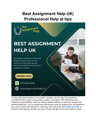 Best Assignment Help UK_ Professional Help at Your tips