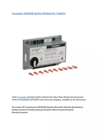 Frymaster 8262898 Ignition Module Kit _ PartsFe
