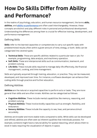 How Do Skills Differ from Ability and Performance