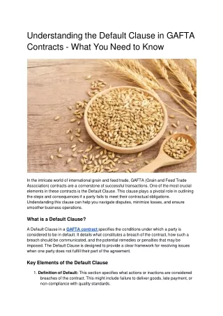 Understanding the Default Clause in GAFTA Contracts - What You Need to Know