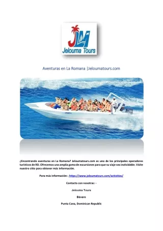 Aventuras en La Romana |Jeloumatours.com