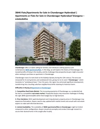 3 bhk apartments for sale in chandanagar hyderabad