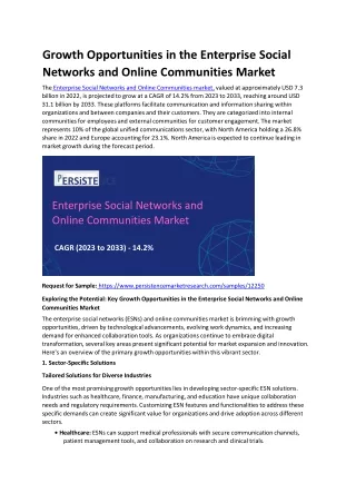 Growth Opportunities in the Enterprise Social Networks and Online Communities