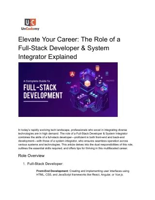 The Role of a Full-Stack Developer & System Integrator Explained