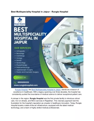 Best Multispeciality Hospital in Jaipur - Rungta Hospital