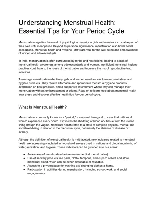 Understanding Menstrual Health_ Essential Tips for Your Period Cycle