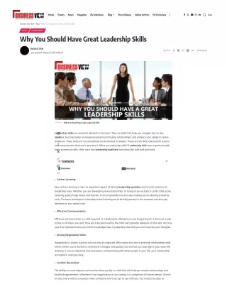 Why You Should Have Great Leadership Skills