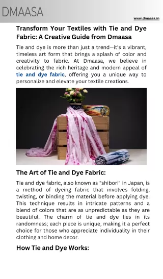 Transform Your Textiles with Tie and Dye A Creative Guide from Dmaasa (1)