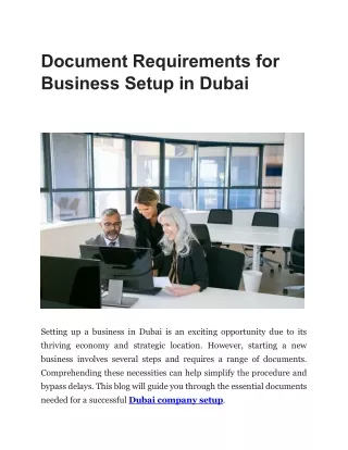 Document Requirements for Business Setup in Dubai