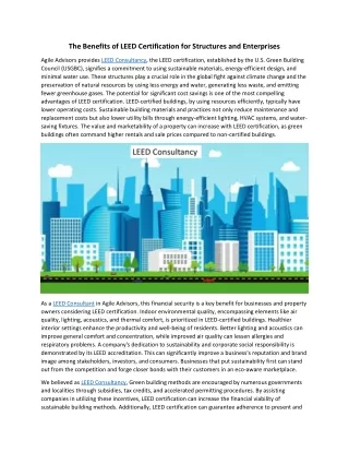 The Benefits of LEED Certification for Structures and Enterprises