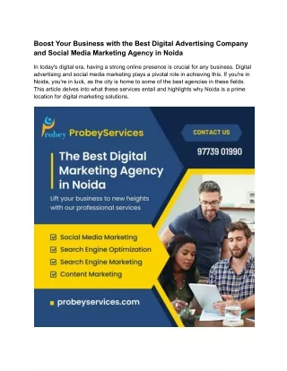 Boost Your Business with the Best Digital Advertising Company and Social Media Marketing Agency in Noida