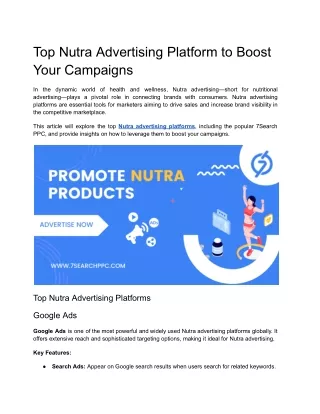 Top Nutra Advertising Platform to Boost Your Campaigns