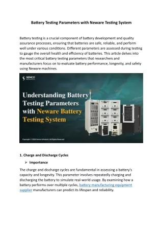 Battery Testing Parameters with Neware Testing System