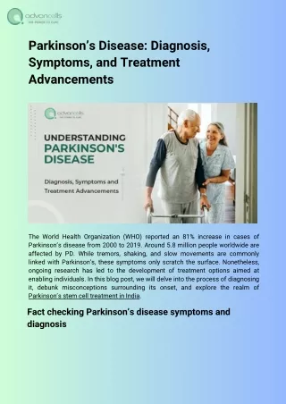 Parkinson’s Disease: Diagnosis, Symptoms, and Treatment Advancements