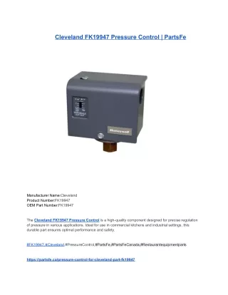 Cleveland FK19947 Pressure Control _ PartsFe