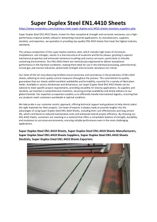Super Duplex Steel EN1.4410 Sheets