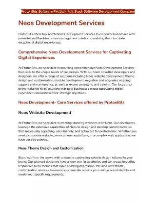 Neos Development Company | Neos Developers