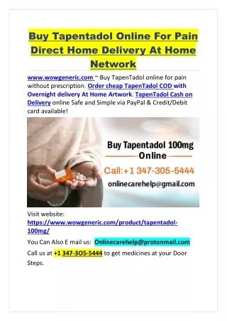 Buy Tapentadol Online For Pain Direct Home Delivery At Home Artwork