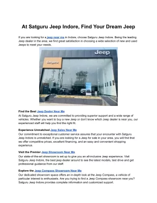 At Satguru Jeep Indore, Find Your Dream Jeep