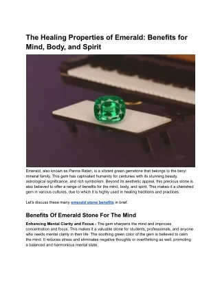 The Healing Properties of Emerald_ Benefits for Mind, Body, and Spirit