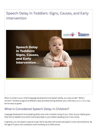 Speech Delay in Toddlers Signs, Causes, and Early Intervention