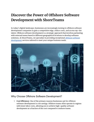 Discover the Power of Offshore Software Development with ShoreTeams