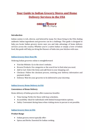 Your Guide to Indian Grocery Stores and Home Delivery Services in the USA