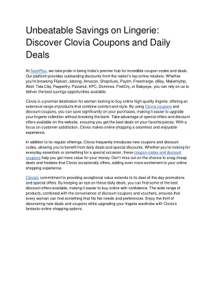 Clovia Coupons, Deals & Offers: Get ₹200 off Orders over ₹999 Using