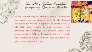 The Art of Balloon Decoration: Transforming Spaces in Mumbai