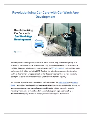 Revolutionising Car Care with Car Wash App Development